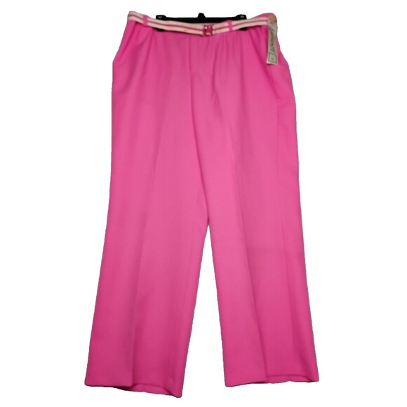 VINTAGE Laurente Pants Womens 42 Pink Elastic Waist Pull On w/ striped bel USA - Picture 1 of 10